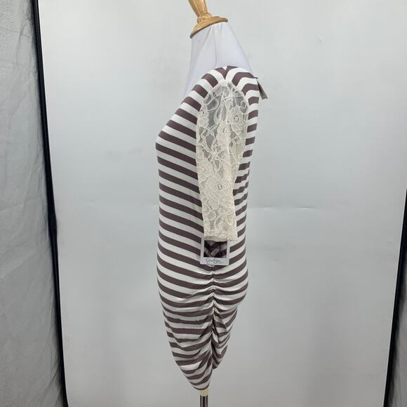 Jessica Simpson Shirt Womens S Small Ivory Otter Lace Sleeves Ruched Maternity - Picture 4 of 14